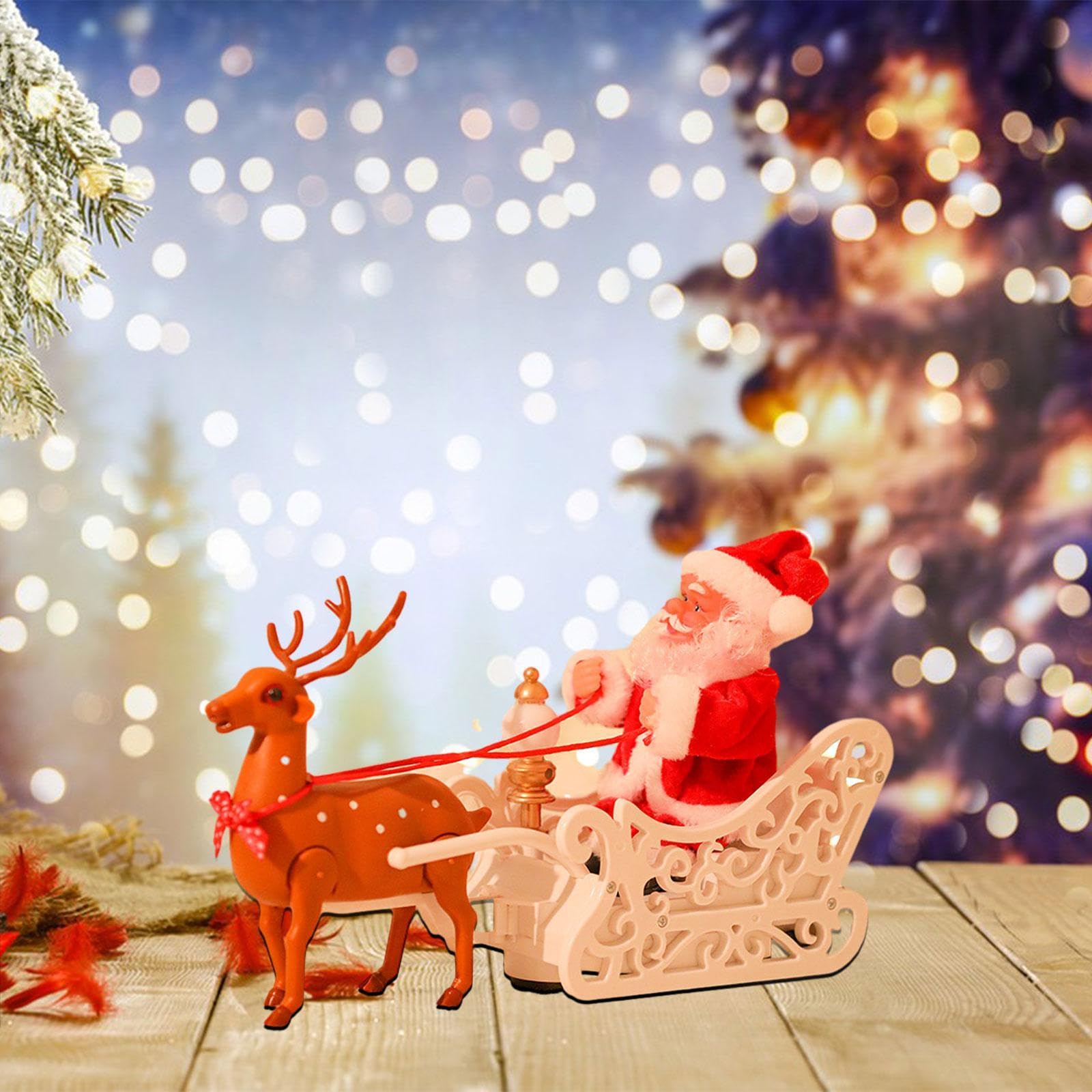 Qianly Traîneau électrique du Père Noël avec Rennes, Jouet, Décoration de Noël pour La Chambre des Fêtes