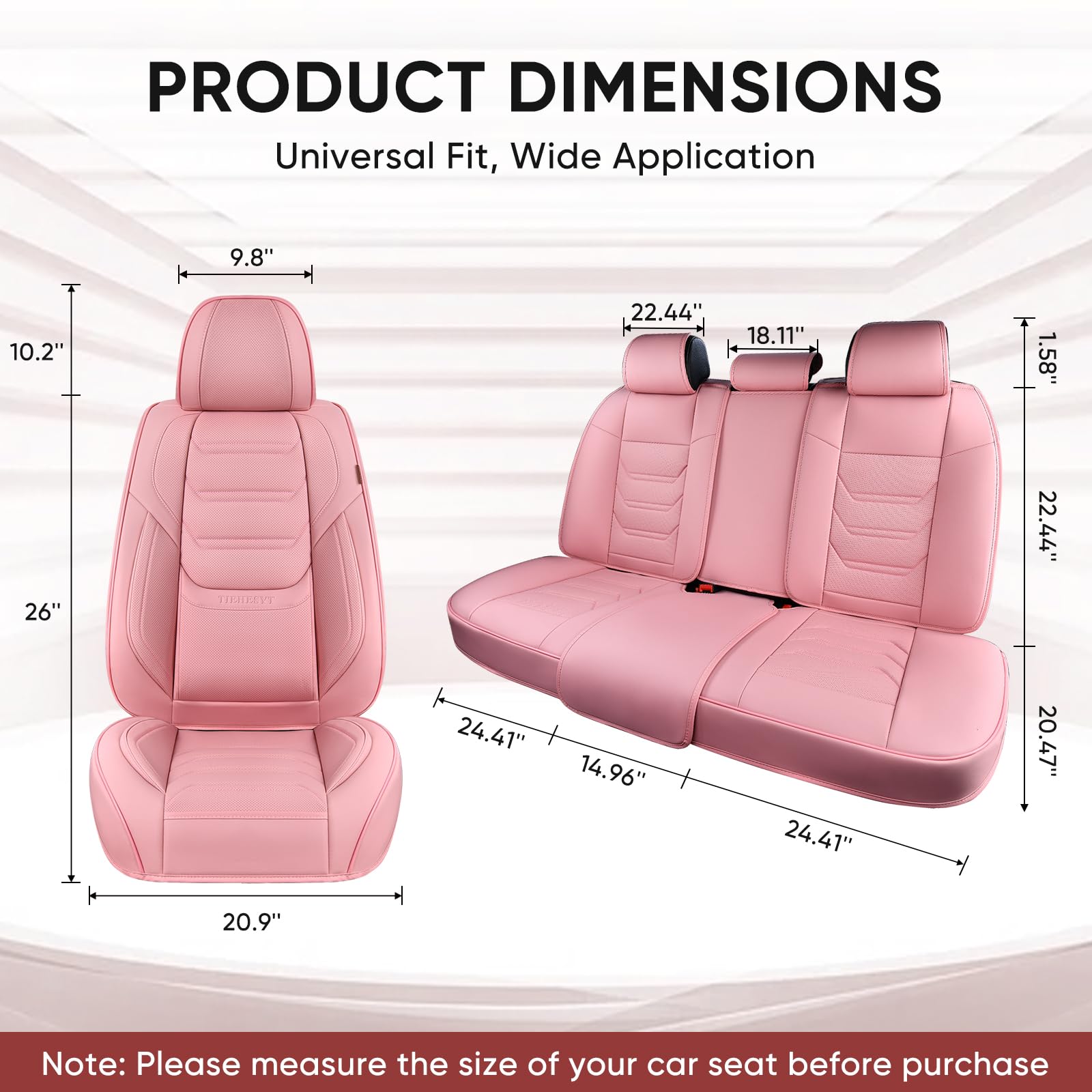 TIEHESYT Sitzbezug vorne und hinten für Autofahren Kunstleder Rosa