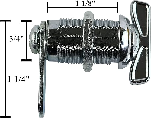 Miniatura 2 de Pestillo giratorio para pulgar con cilindro de 1-18 pulgadas y acabado cromado, paquete de 10 cierres para pulgar (paquete de 10)