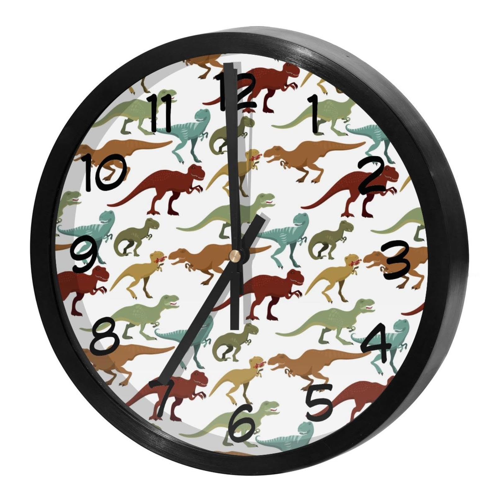 Horloge murale silencieuse pour chambre d'enfant T-Rex sauvage à piles