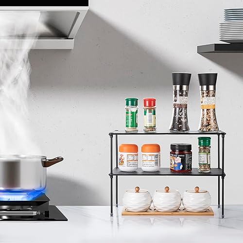 Miniatura 2 de Paquete de 2 organizadores de estantes de armario de cocina para gabinete, organizador de armario expandible y apilable, estante de almacenamiento