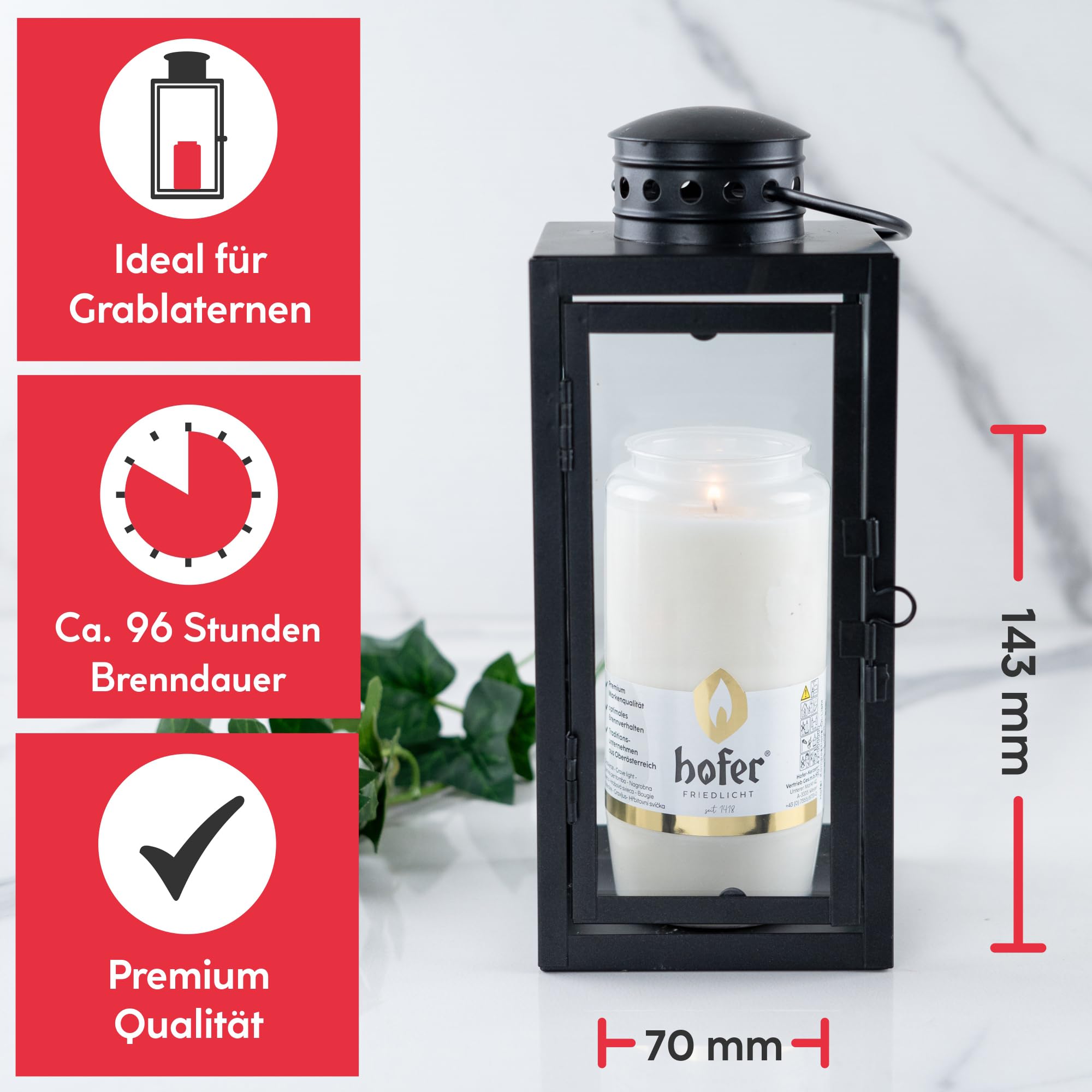 Set di 12 luci a olio per composizione, misura grande n. 7 [bianco] circa 100 ore, durata di combustione, luce per lanterna funeraria, luce per funerale, cimitero..