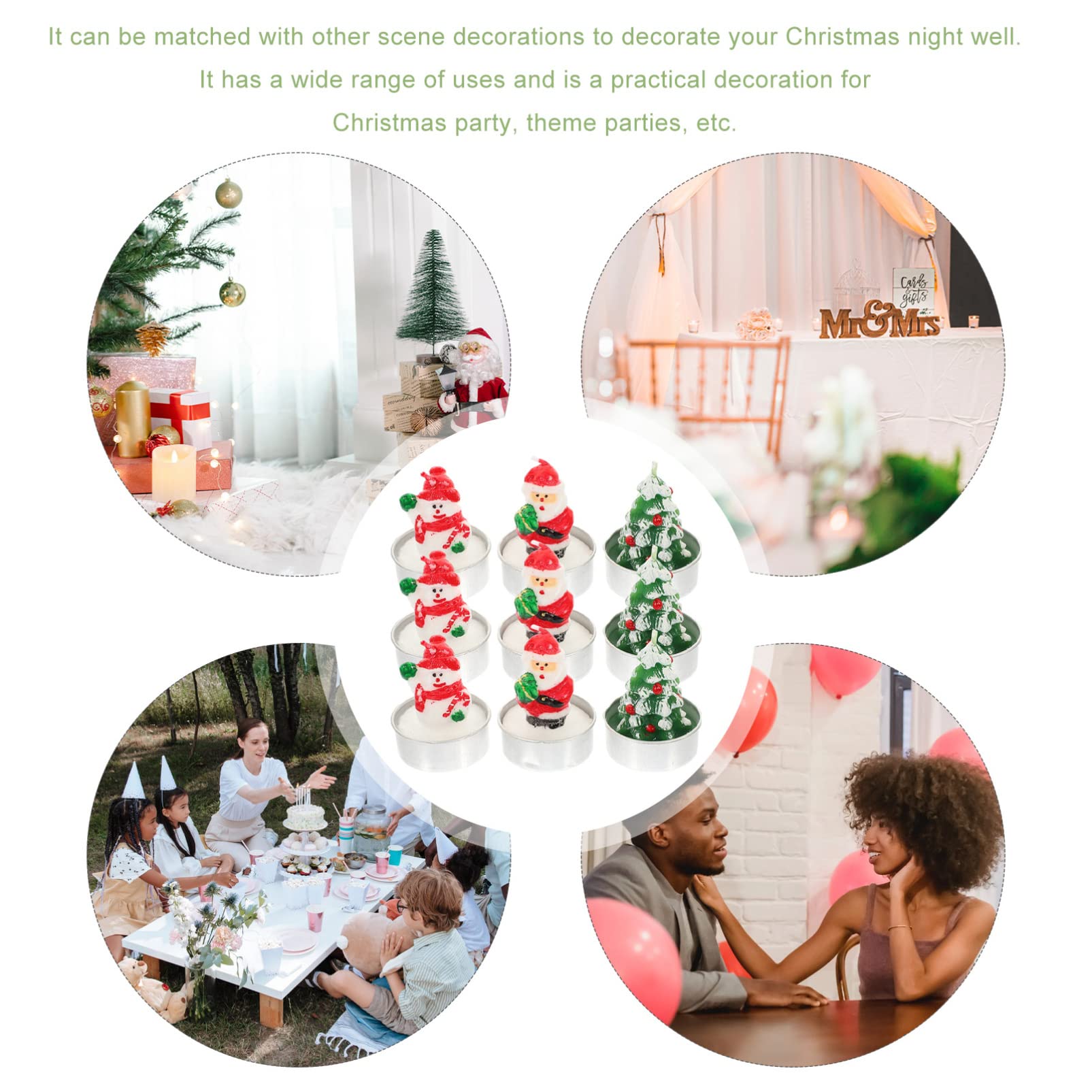 Alipis 2 Sätze Weihnachtsdekoration Kerze Weihnachts Party Weihnachten Party Weihnachtsteelichter Flackernde Kerzen Unparfümierte Weihnachtskerzen Weihnachtskerze Requisiten 9 Stück * 2