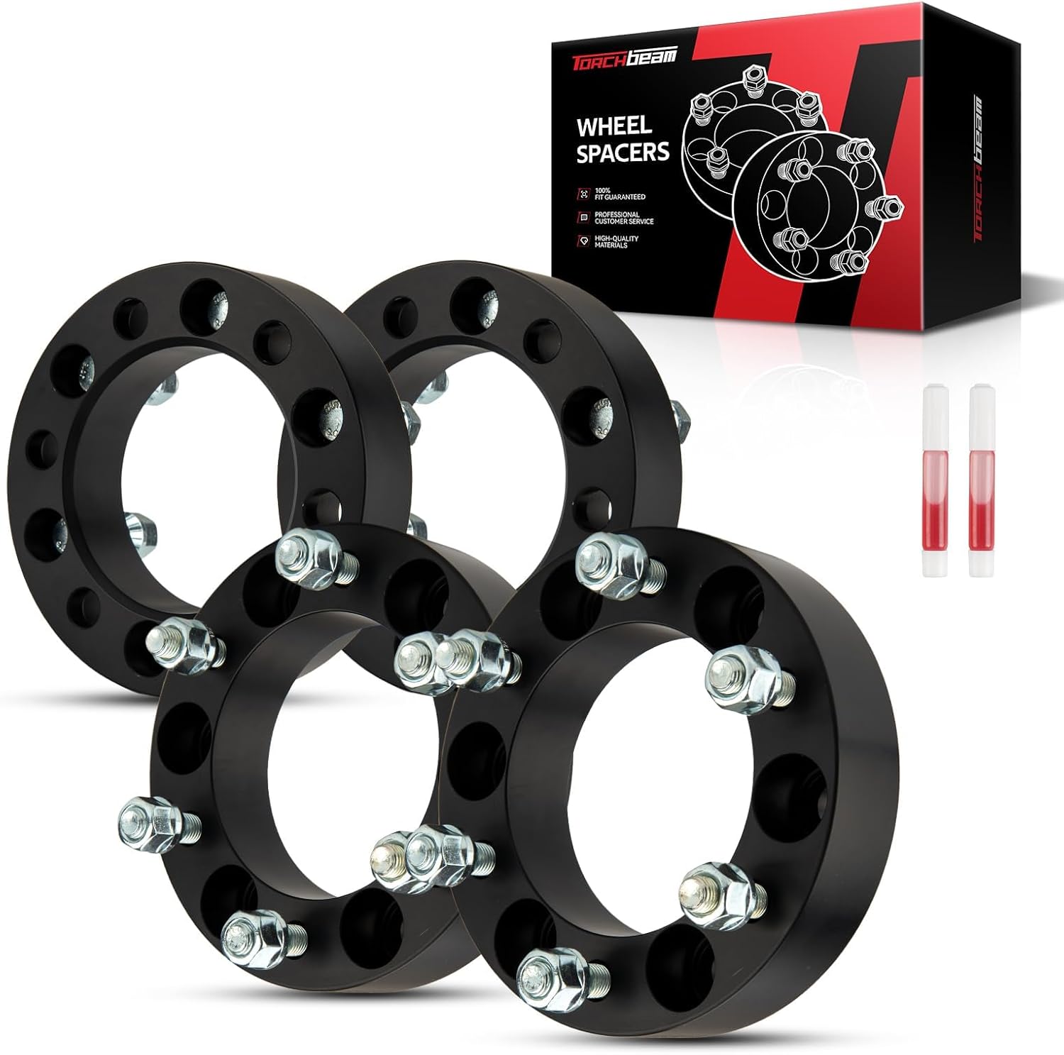Torchbeam 6x5.5 Wheel Spacers 1.5 inch, Lug Centric with M12x1.5 Thread Pitch,108mm Hub Bore,4pcs Spacers for Tacoma, 4Runner, Ranger, Colorado, FJ Cruiser, Tundra, Pickup, H3, GX460, Canyon, Sequoia