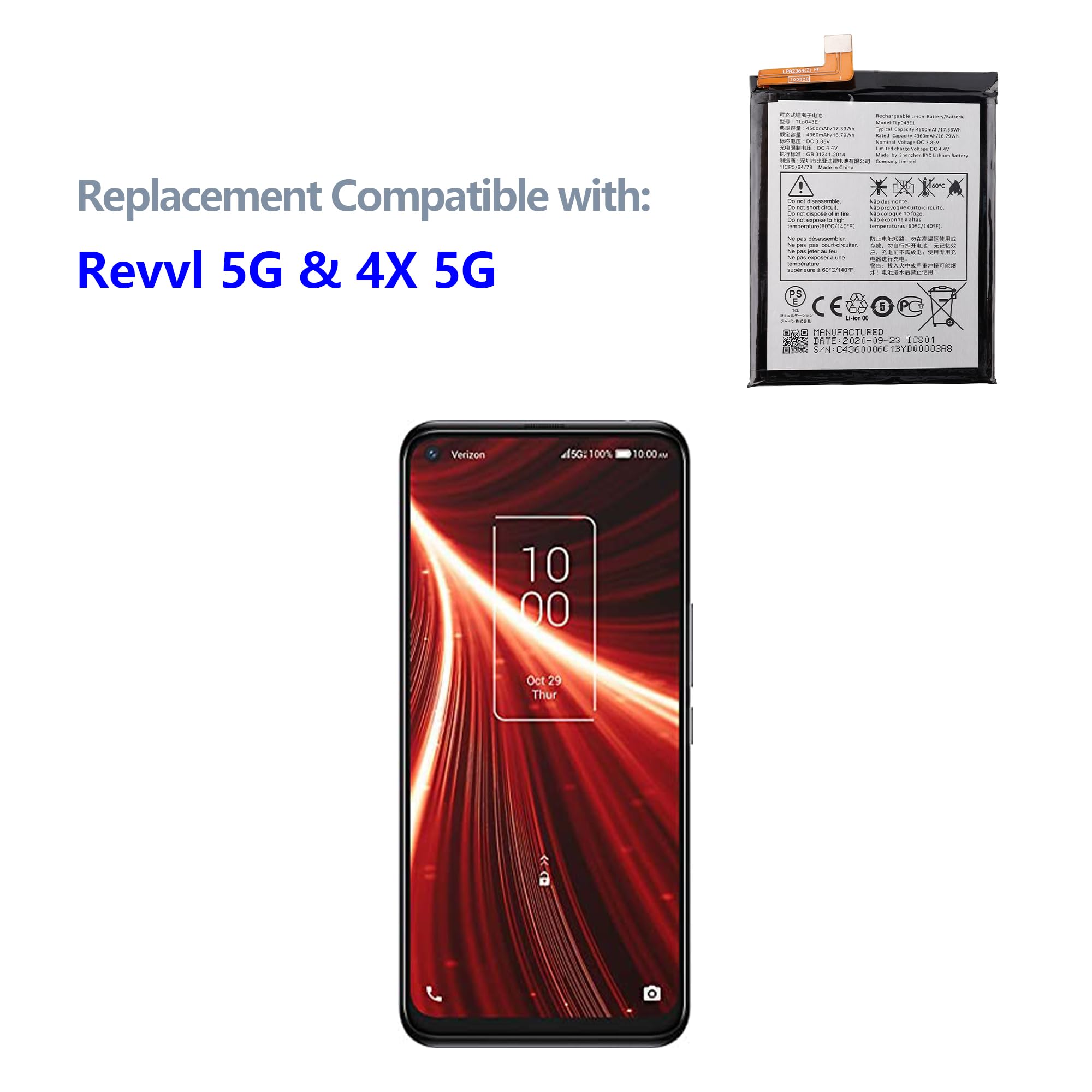 Akku Passend Für TCL 20L, Li-Polymer, 3,85V, 5000mAh, 19,25Wh, Ohne