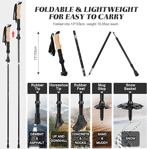 Miniatura 3 de Odoland Tacos de hielo de tracción con bastones de senderismo y polainas de piernas crampones de acero inoxidable para zapatos de nieve y botas