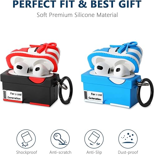 Miniatura 4 de Paquete de 2 Gedicht para Airpods de 3 generación, bonita funda de personajes de dibujos animados para AirPods 3, diseño único, divertido y