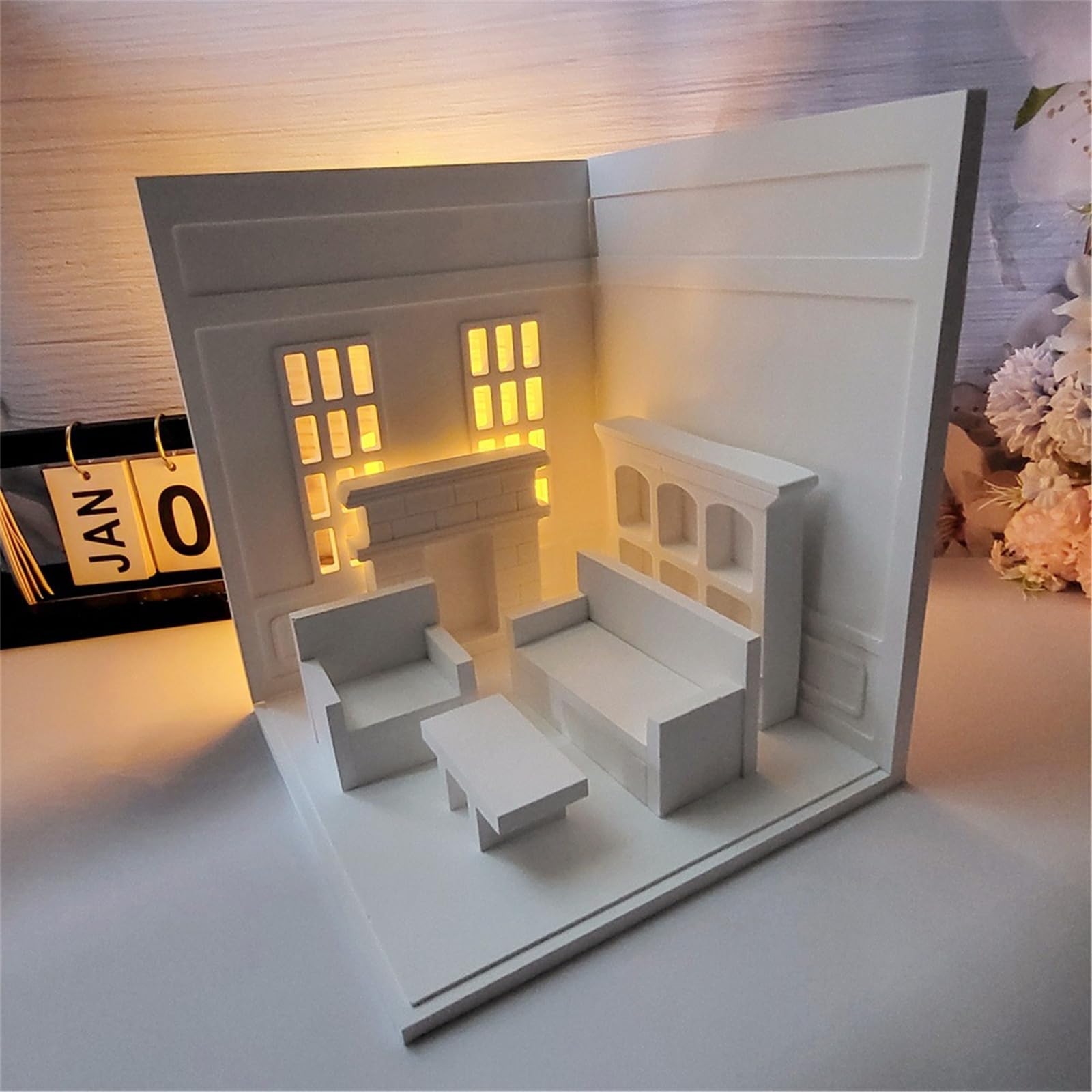 Molde de silicona flexible y resistente de resina epoxi para muebles con forma de bandeja para manualidades y decoración del hogar