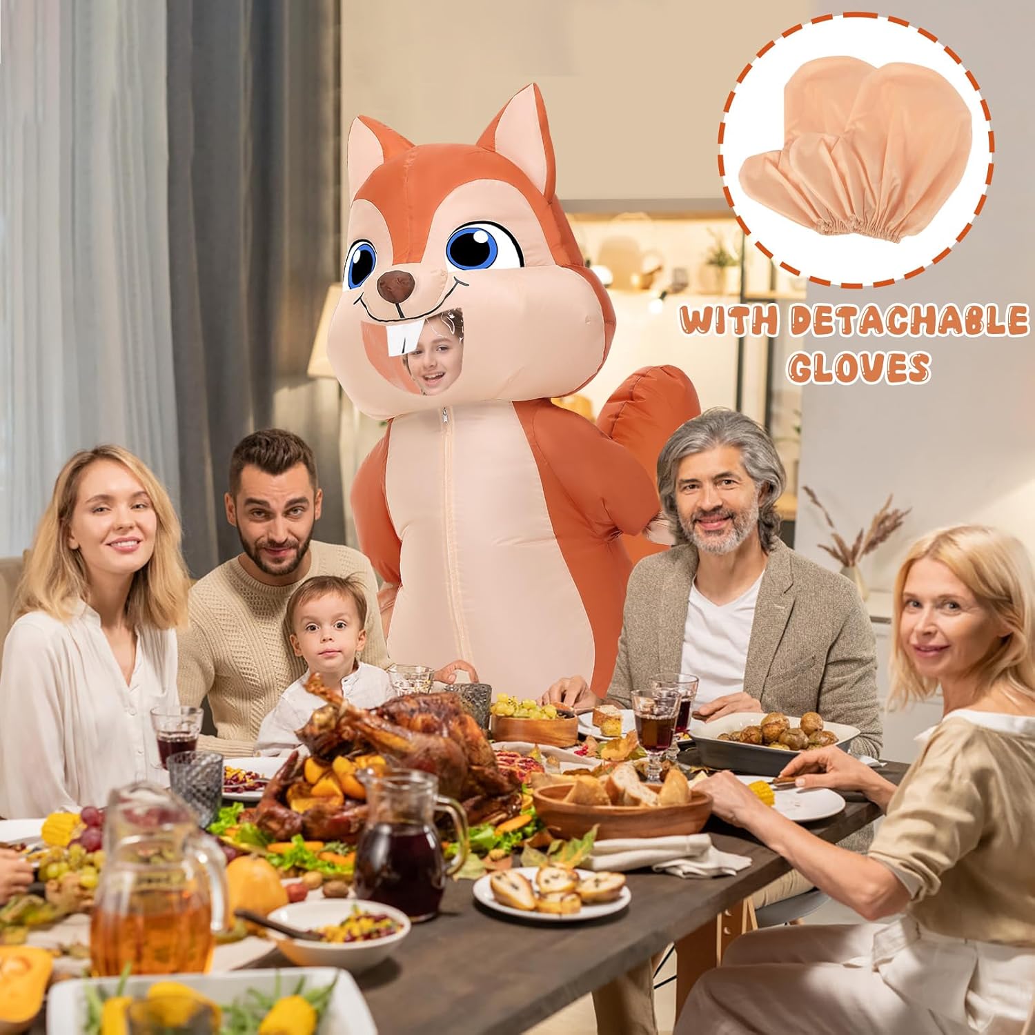Spinosaurus Inflatable Squirrel Costume Kids Thanksgiving Inflatable Costume Christmas Blow Up Squirrel Costumes Halloween Inflatable Suit for Boys Girls