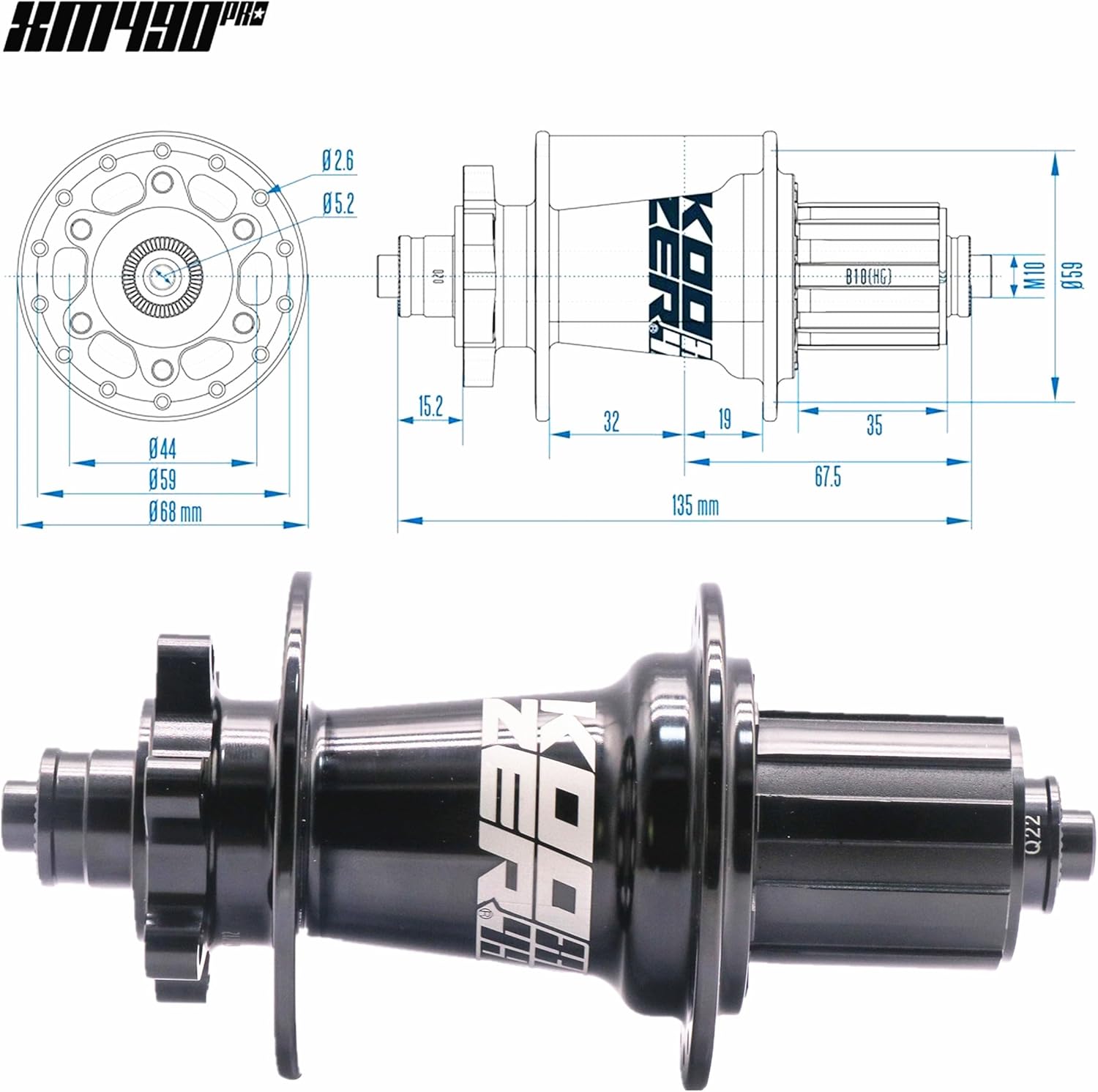 BestParts Mountain Bike Rear Hub,XM490 PRO 32 Hole 6 Bolts Disc Brake Hub Quick Release(QR) HG Replacement for Shimano 8-11 Speed & SRAM 8-10 Speed,5x135mm