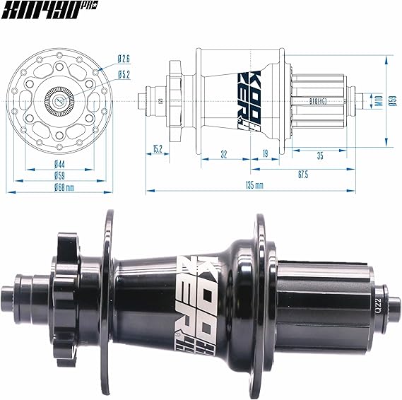 BestParts Mountain Bike Rear Hub,XM490 PRO 32 Hole 6 Bolts Disc Brake Hub Quick Release(QR) HG Replacement for Shimano 8-11 Speed & SRAM 8-10 Speed,5x135mm