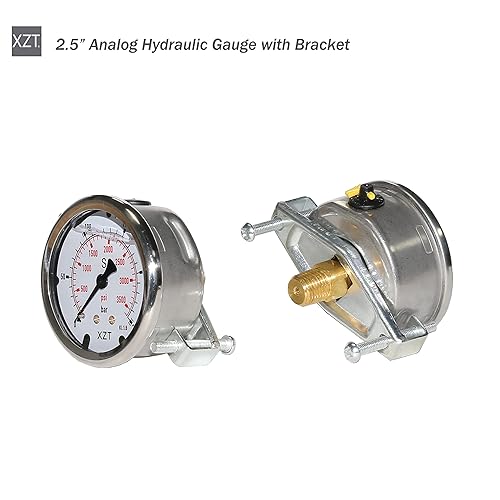 Miniatura 4 de XZT Manómetro hidráulico analógico de 2.5 pulgadas, manómetro de presión, manómetro de vacío con conector NPT de 14 pulgadas, entrada trasera,