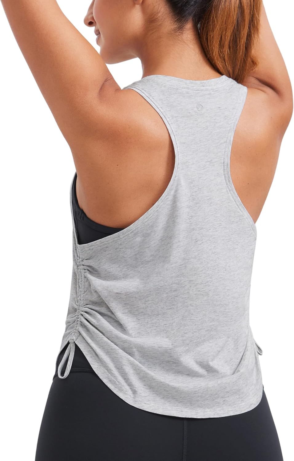 CRZ YOGA Pima Cotton Ruched Side Tank Tops for Women - Workout Athletic Casual Racerback Crewneck Loose Sleeveless Shirts