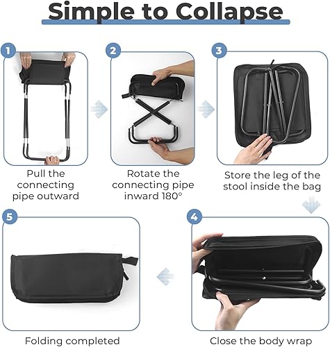 Miniatura 3 de Taburete plegable portátil  Taburete plegable compacto para acampar para adultos, diseño ligero de despliegue rápido, perfecto para pesca,