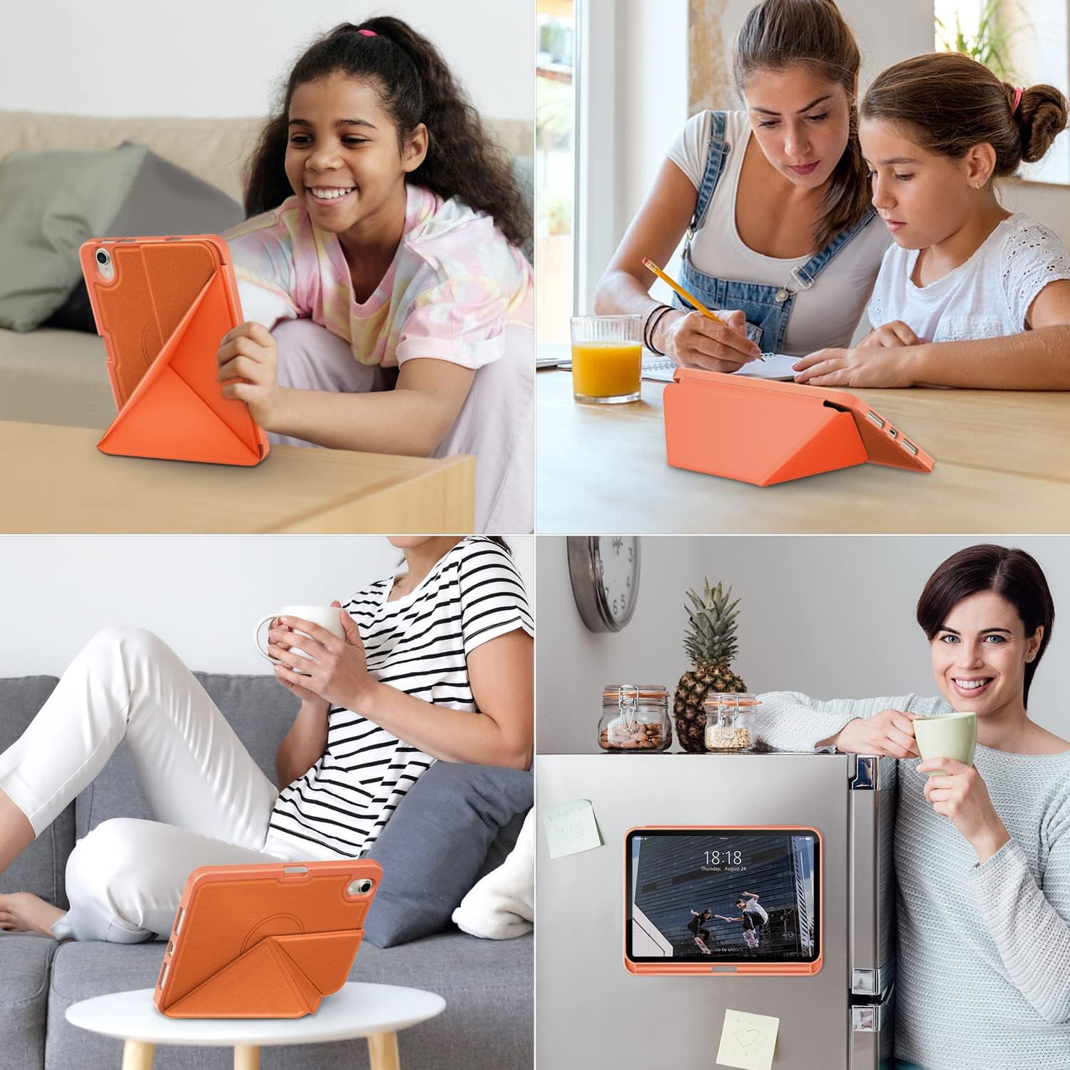 DTTO Case for iPad mini 7 (A17 Pro) 2024 / iPad mini 6 2021 8.3 inch with Pencil Holder, Multi-Angle Magnetic Standing Cover for iPad mini 7th/6th Generation [Auto Wake/Sleep], Orange