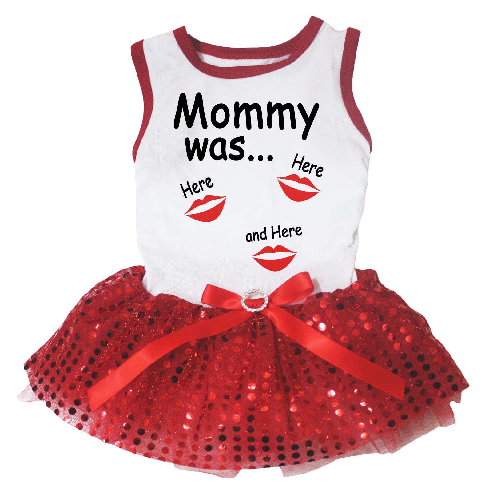Chemise blanche et tutu rouge pour chiot Maman Was Here