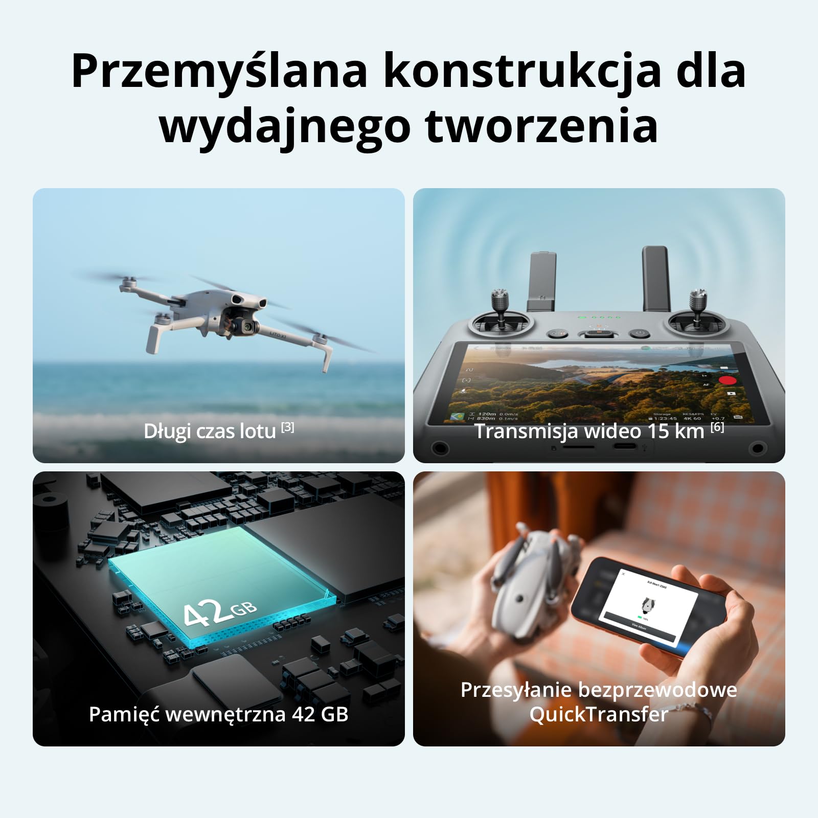 DJI Lito X1, dron z kamerą 4K dla początkujących | Wykrywanie przeszkód, ActiveTrack, matryca 1/1,3 cala, odpowiedni dla dorosłych, lekki i składany, transmisja wideo 15 km, C0