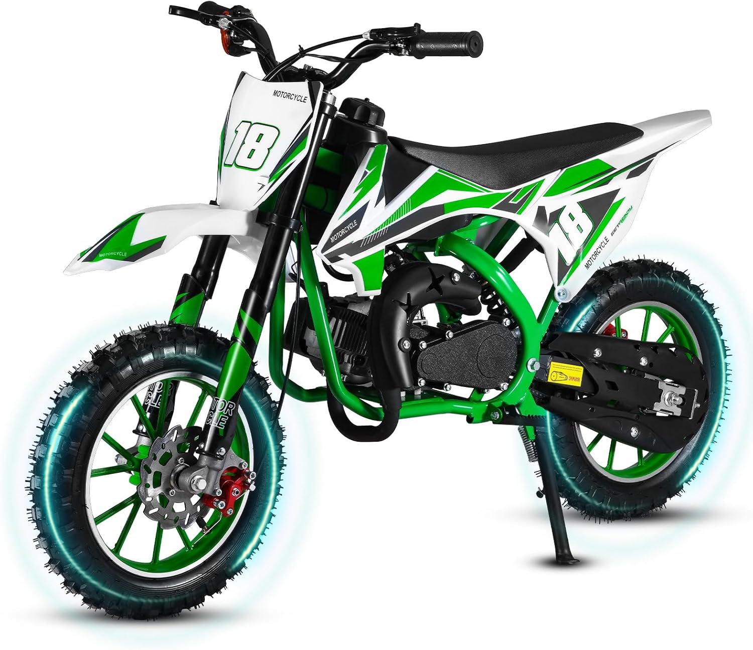 50cc Dirt Bike,Dirt Bike for Kids,Gas Power 2-Stroke Kids Dirt Bikes Mini Bike Gas Powered Off Road Trail Bike Gas-Power Motocross Off-Road Conditions Green (US Fast Arrival) (Green)