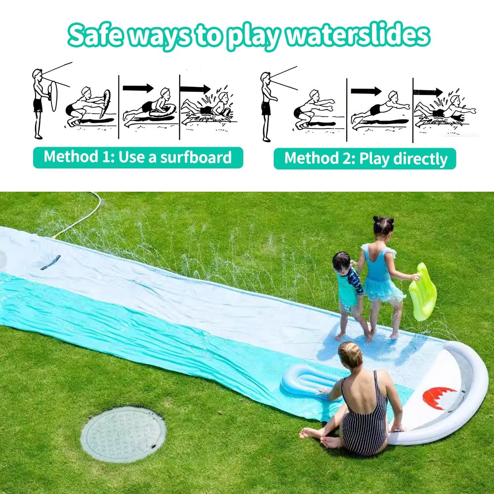Wasserrutsche Garten 550x145cm Doppel Wasserrutschmatte mit Eingebautem Sprinkler Rutschbahn Outdoor