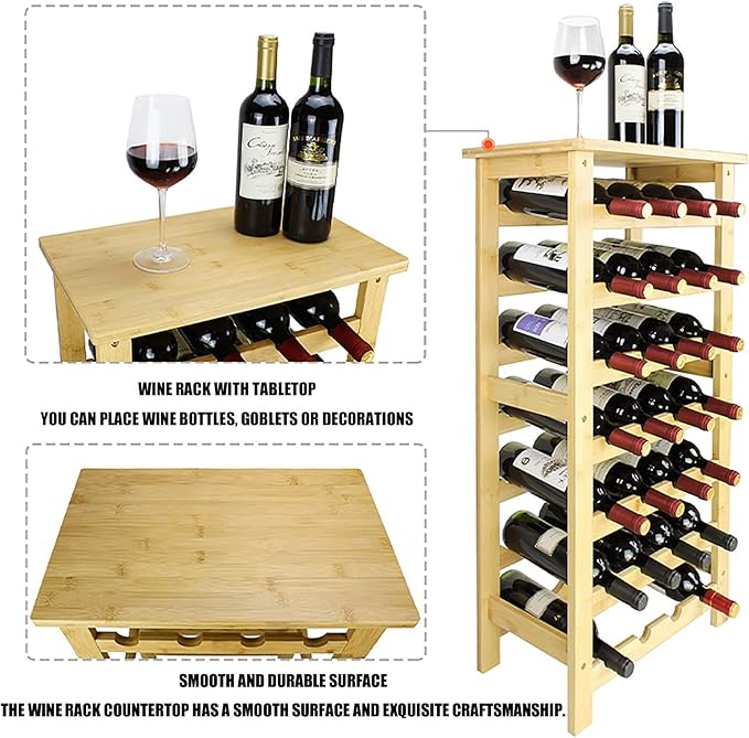 Estante para Vinos de 7 Niveles, 28 Botellas, Material Nanzhu miniatura 4