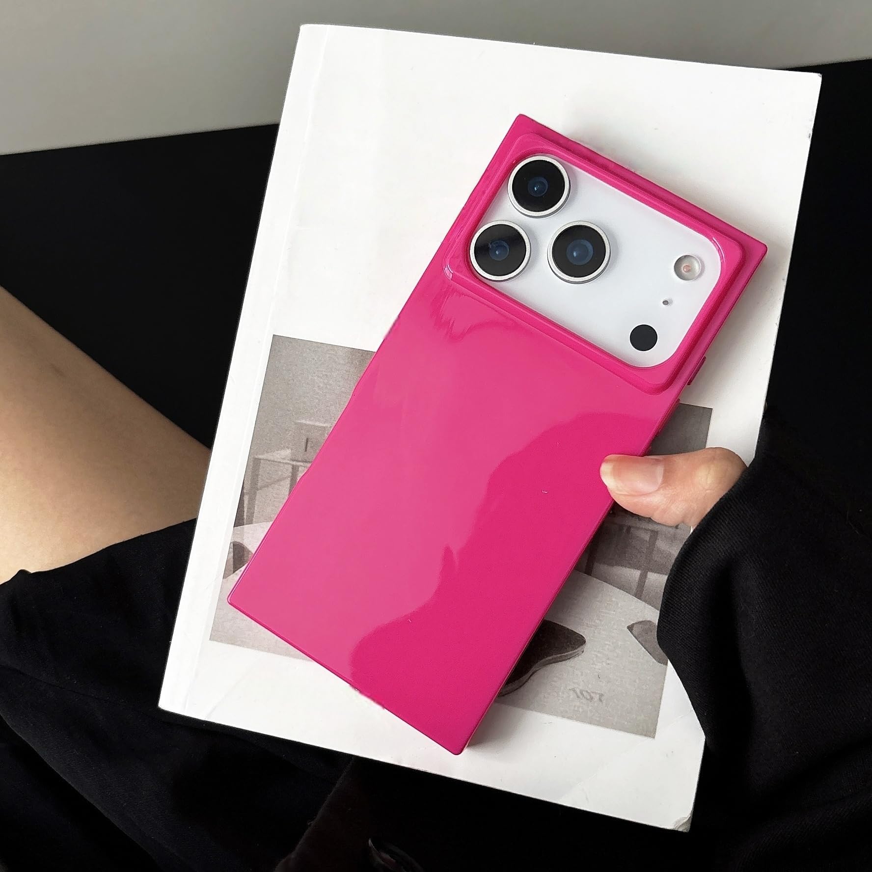 Coque iPhone 12 Pro rectangulaire glaçon tendance rouge rose