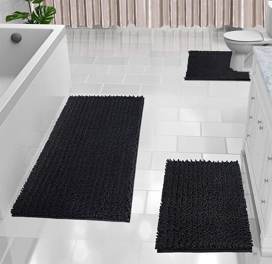 Amazon.com: Yimobra 3 Piece Shaggy Chenille Bath Mat Sets, Extra Large ...