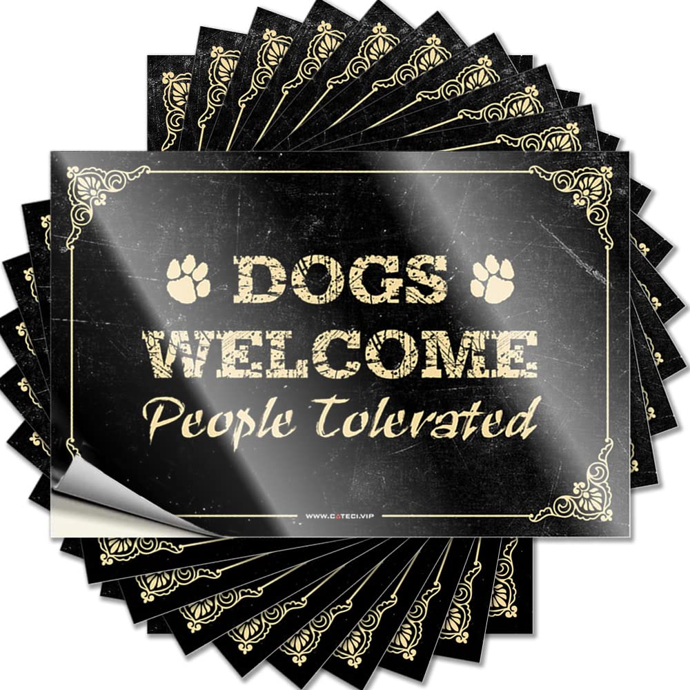 Funny Vintage Sticker for Home Bar - Tumbler Waterproof Dogs People Tolerated: Fade Resistant Man Cave Signs and Decor(6X9CM-10Pcs)