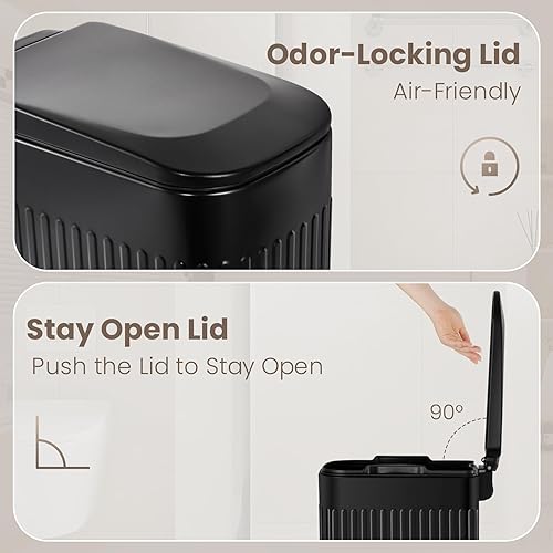 Miniatura 7 de Cesun Cubo de basura pequeño de acero inoxidable de 1.6 galones con tapa y pedal de pie, cesta de basura delgada para baño, oficina, dormitorio,