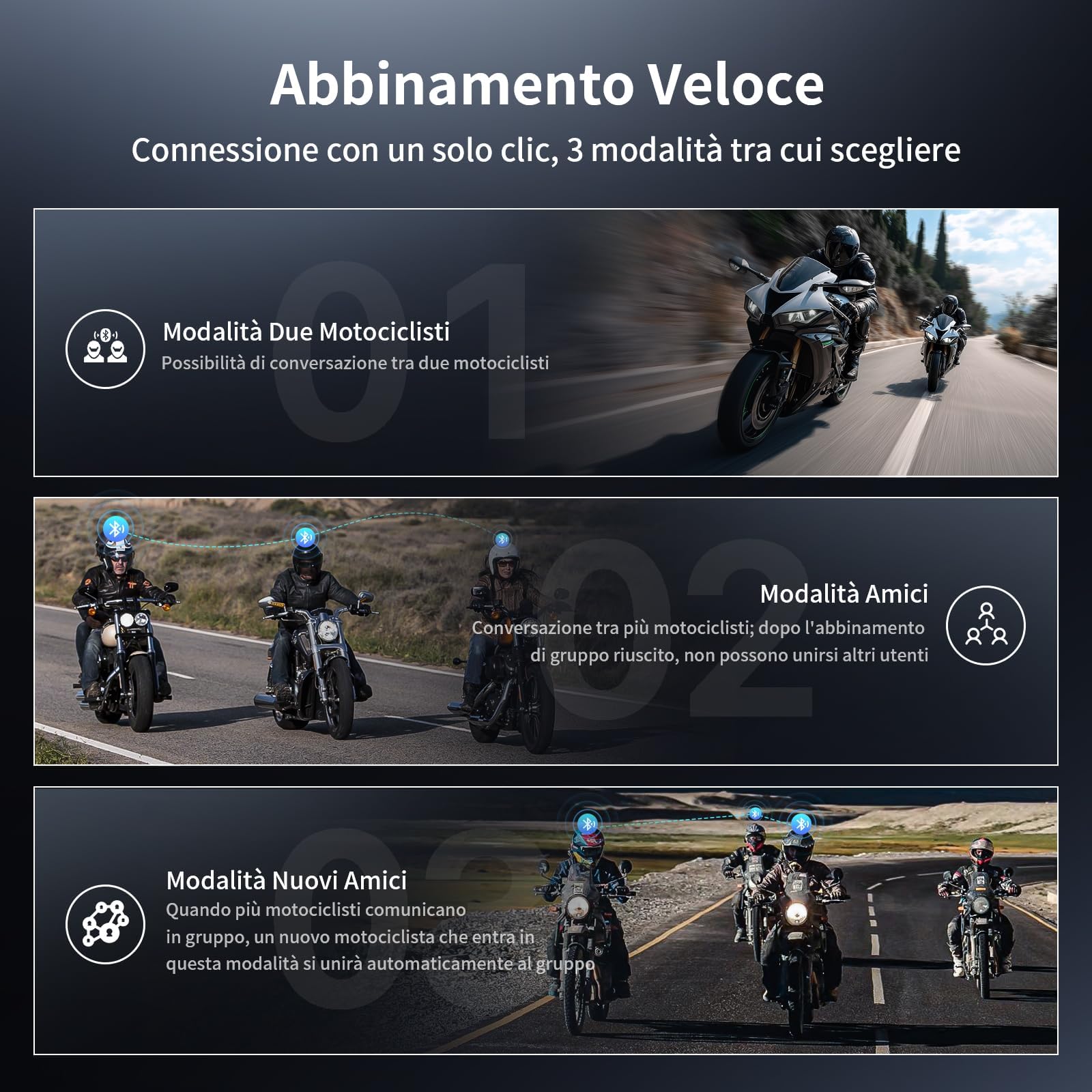 Fodsports FX7 10 - Utenti Mesh Interfono Moto Coppia | Condivisione Musicale, 2000m Interfono per Casco, Doppio Chip V5.4 Auricolari Moto con Multitasking Audio & FM