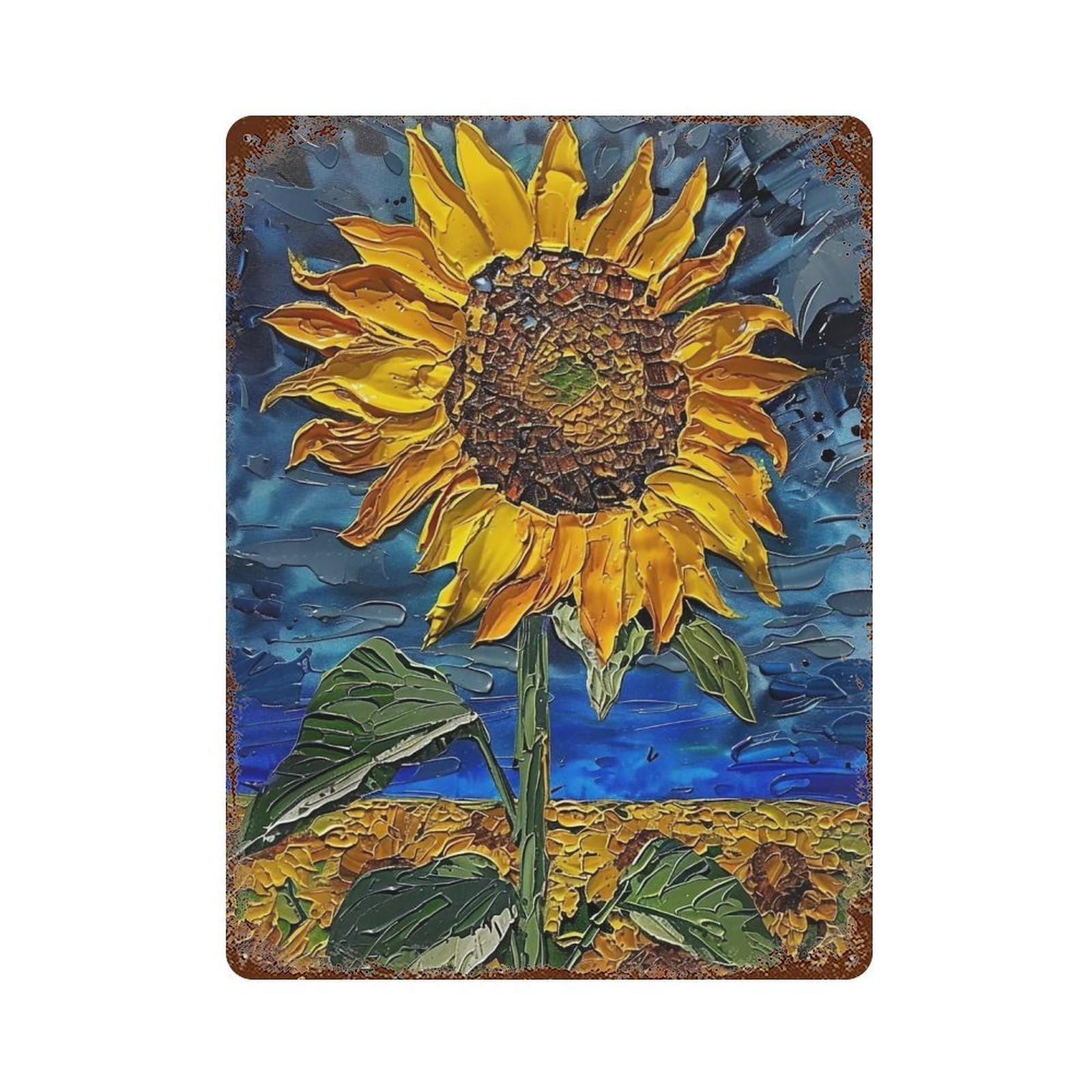 WUJHGRSG Dramatic Stormy Meadow Vibrant Yellow Bloom Scene 02 Wall Art Retro Iron Vintage Metal Tin Sign Poster Modern Decor for Home Cofffee Club Bar Shop Style 40x30cm