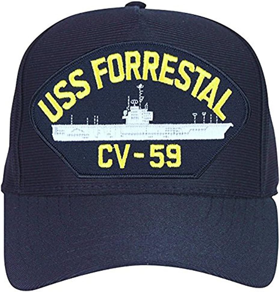 USS Forrestal CV-59 Baseball Cap. Navy Blue. Made in USA