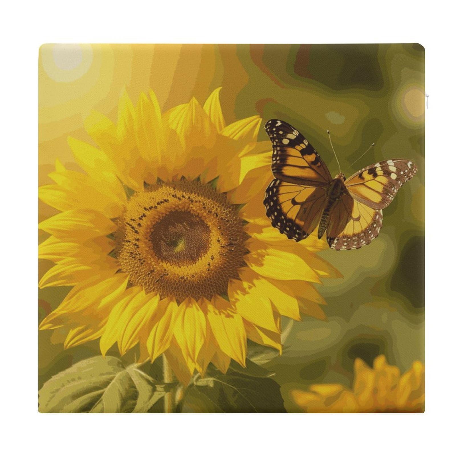 LDGSUPH - Sunflower Butterfly Seat Cushions for Office Chair Square Cushions Soft Floor Cushions Cozy Memory Foam Cushion Cushions for Home Travel Car