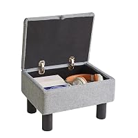Aibiju Sgabello Piccolo con Contenitore, Piccolo Pouf Portaoggetti con Gambe in Legno
