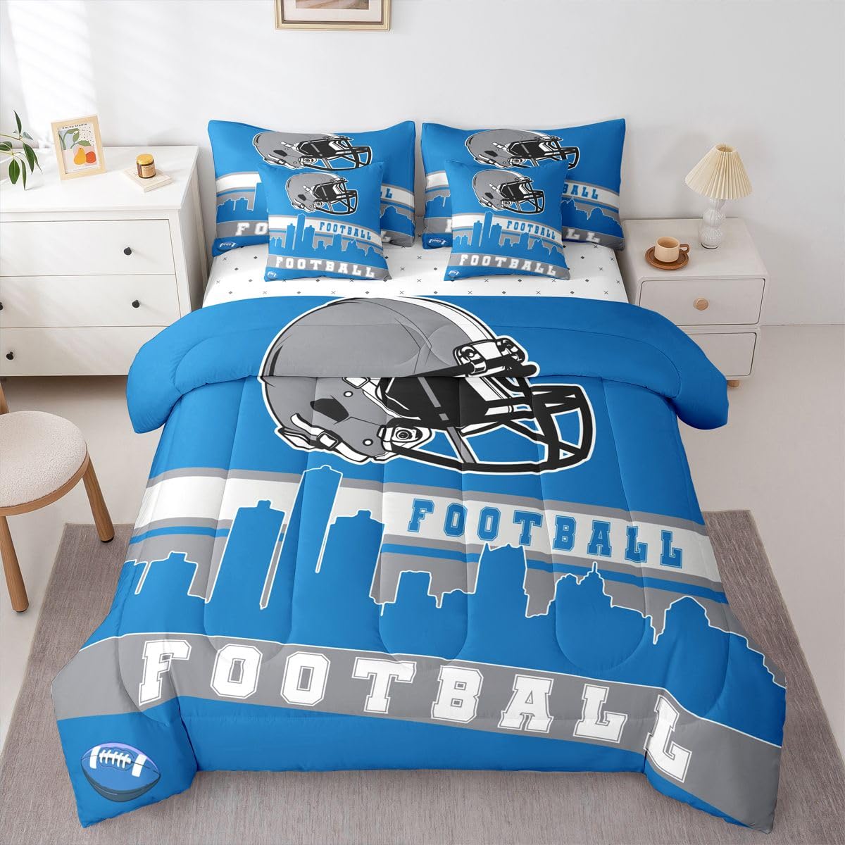 Erosebridal Football City 7 Pcs Comforter Set Football Bedding Full