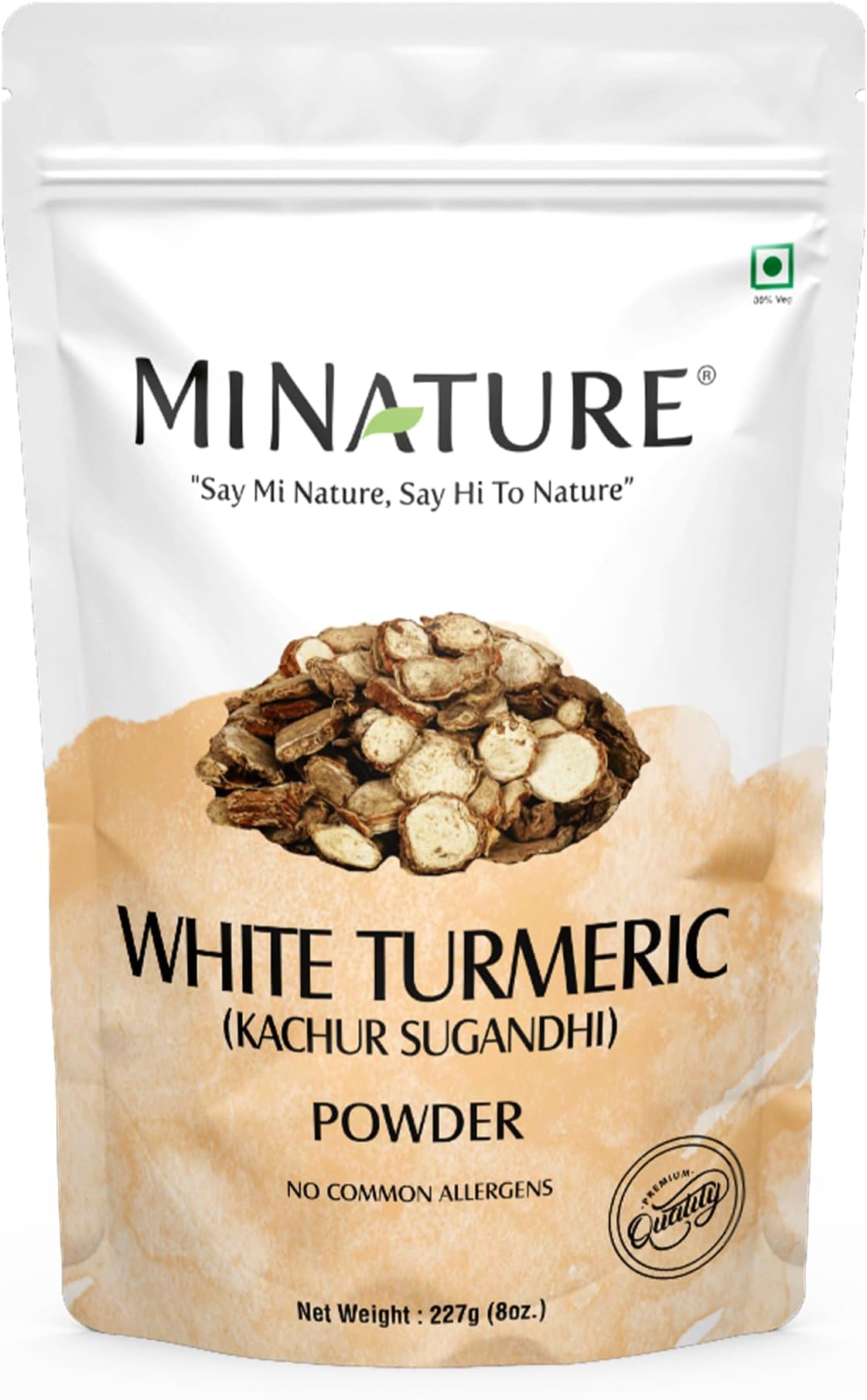 White Turmeric Powder by mi nature | Kachur, Curcuma zeodaria,Poolankilangu| 227g(8 oz) (0.5 lb) | Does not stain | White turmeric for face and skin | 100% Natural| From India