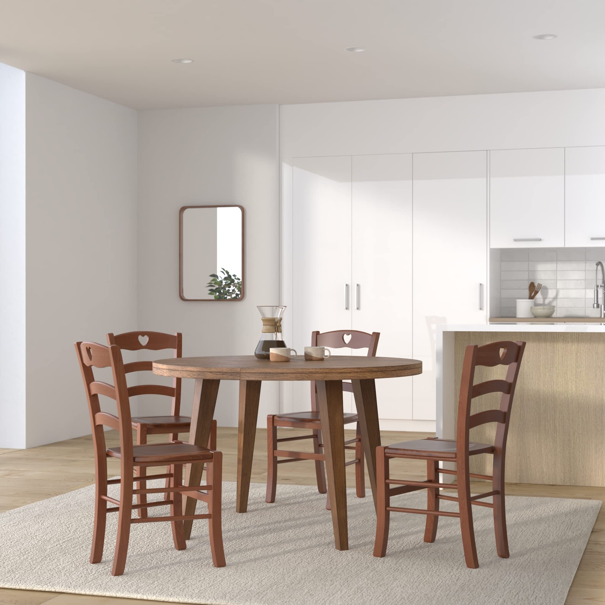 t m c s Tommychairs - Set 6 sedie modello Cuore per cucina bar e sala da pranzo, robusta struttura in legno di faggio color noce chiaro e seduta in legno