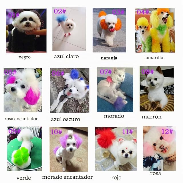 Foto 3 de 8 de JHzood Tinte Profesional para el Pelo de Mascotas de 80 g, 12 Colores Semipermanentes