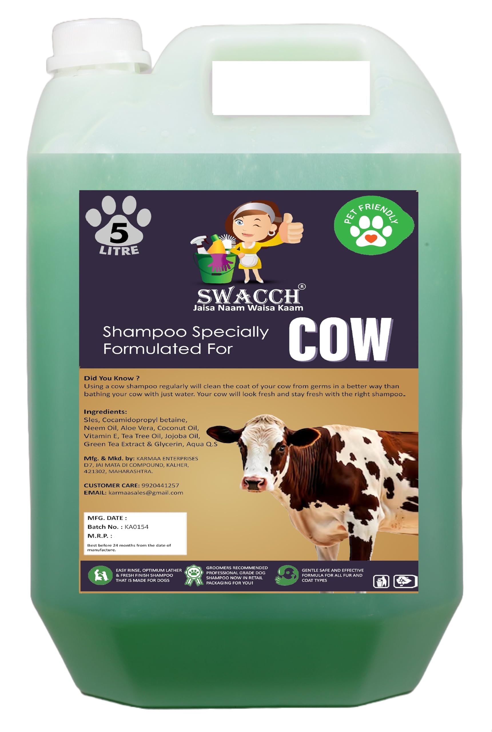 Conditioning Shampoo for Cow I Smooth & Shine I 5 Litre Neem Alovera-image-0