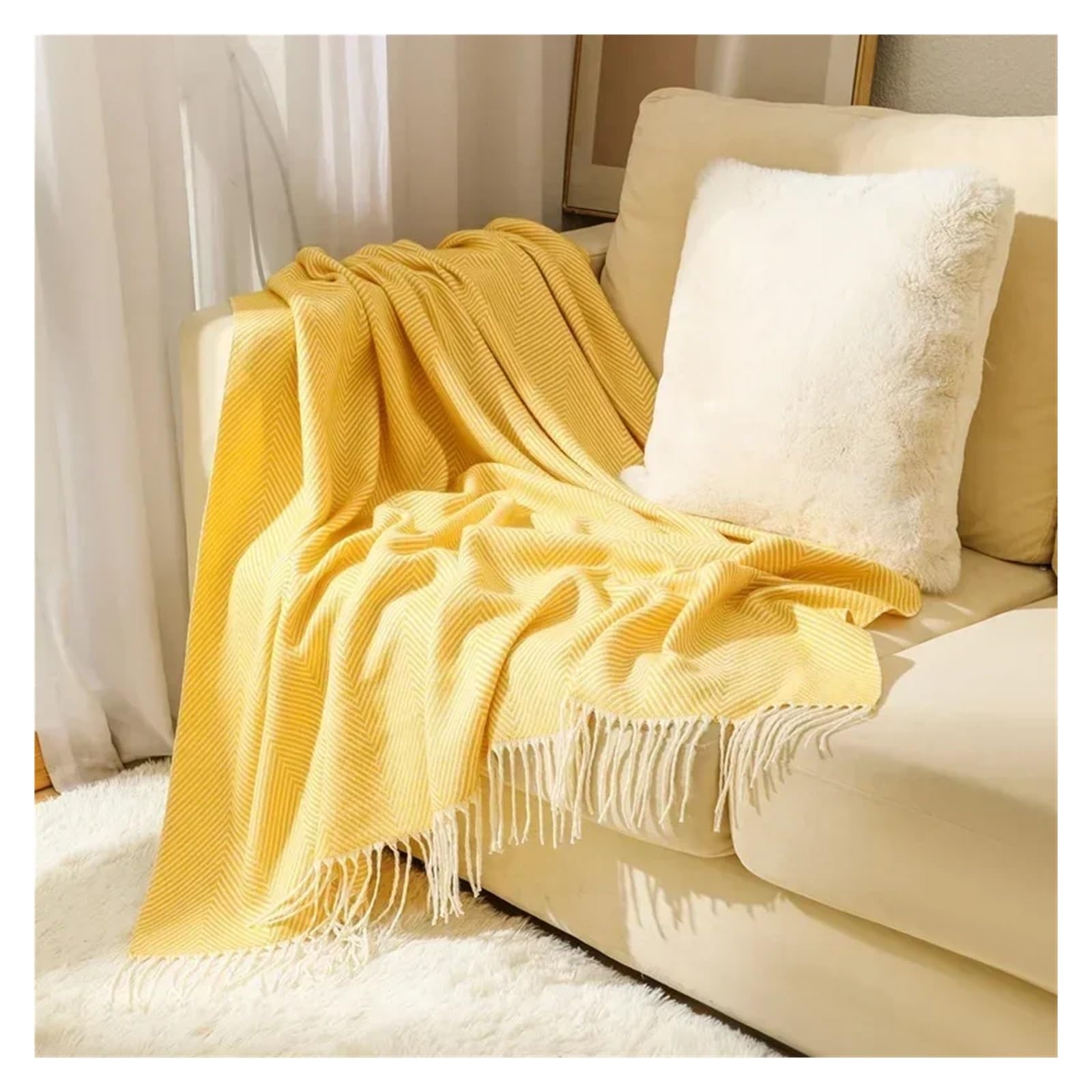 GCYEIDMA Throw Blanket Knitted Blanket Stitch Plaid Sofa Throw Office Picnic for Bed Decorative Winter Thread Blankets Versatile(Color 4)