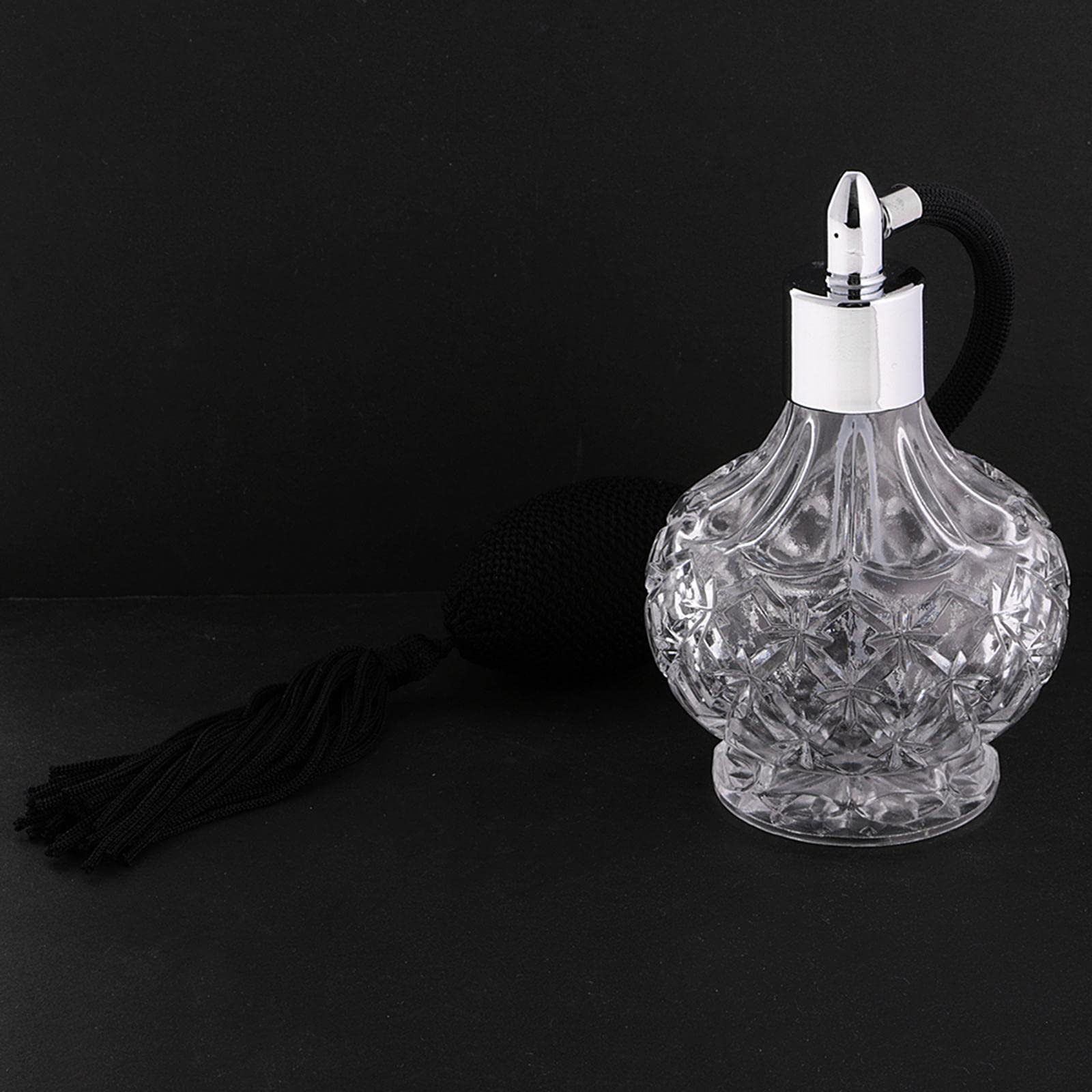 Parfümflasche Kristallparfümsprühflasche Nachfüllbare Glasflakon Zerstäuber Metallverschluss 100ml für Schlafzimmer Wohnzimmer Geschenk, Schwarz