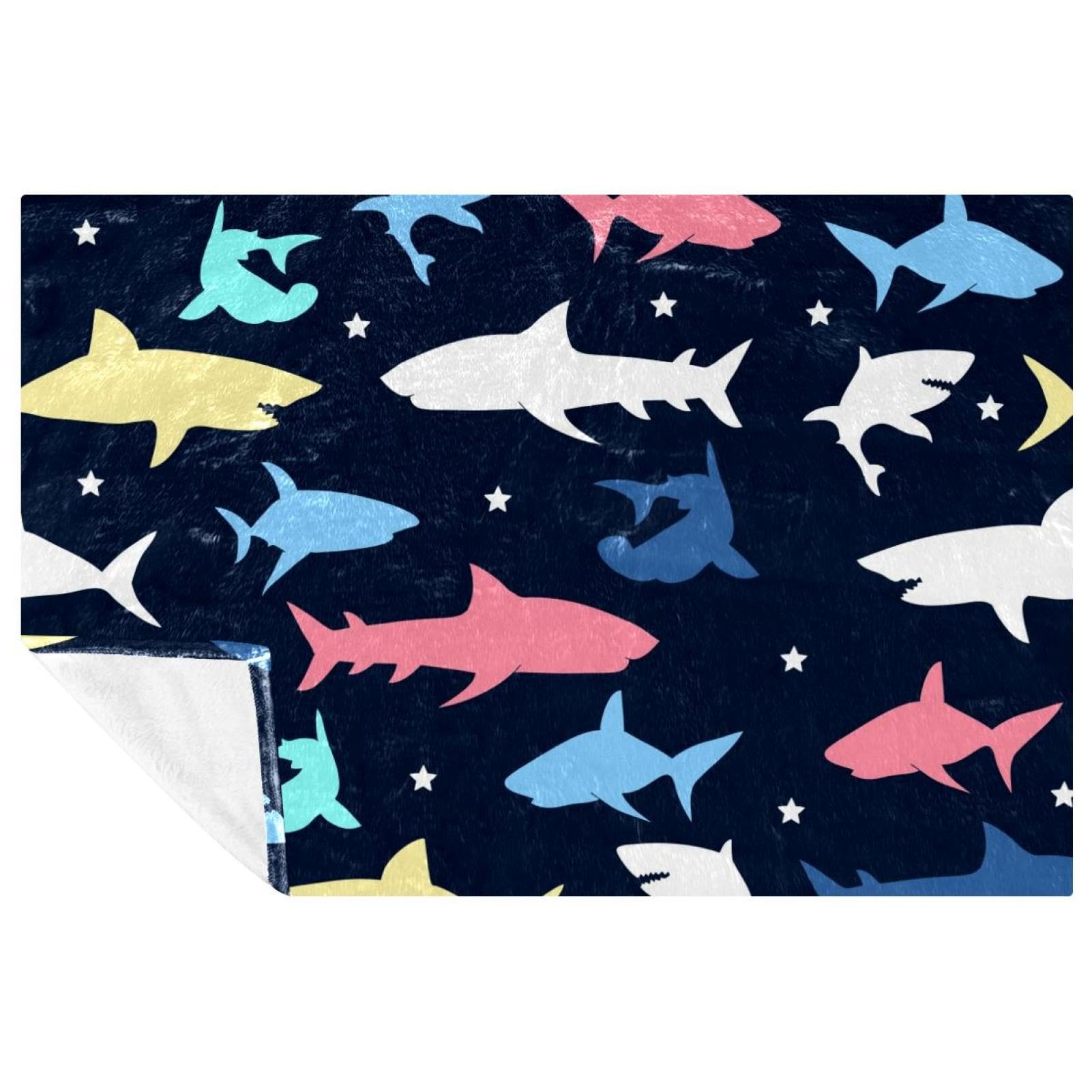 Plaid requin coloré pour pique-nique camping et moments cocooning