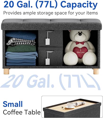 Miniatura 119 de BRIAN & DANY Otomana pequeña con almacenamiento, taburete de pie, cubo de almacenamiento otomano, reposapiés para sofá con patas, color marrón, 15 x