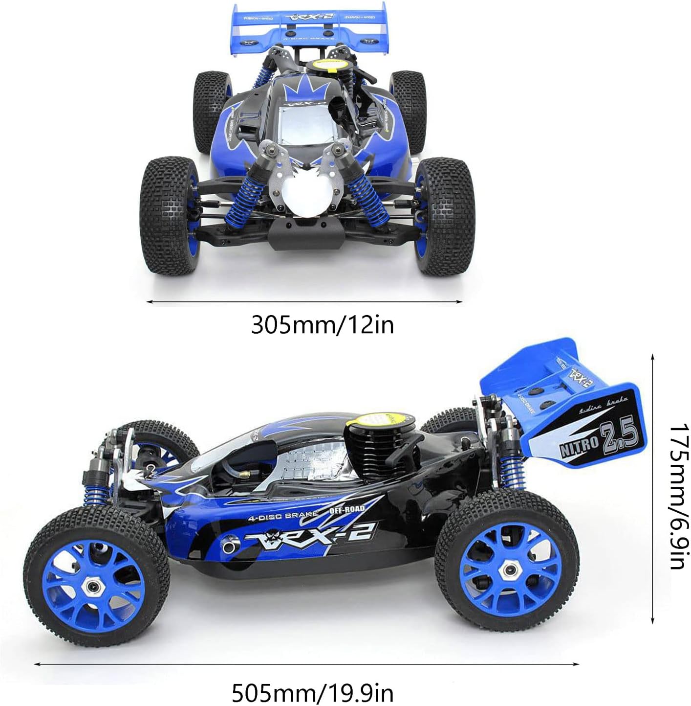 1/8 Nitro RC Car 20IN for Adult 90KM/H 4WD FC21 Nitro Engine Gas Power Remote Control Truck 125CC Fuel Tank Luminum Alloy Chassis Methanol Engine RC Vehicle Machine for Experienced (Black)