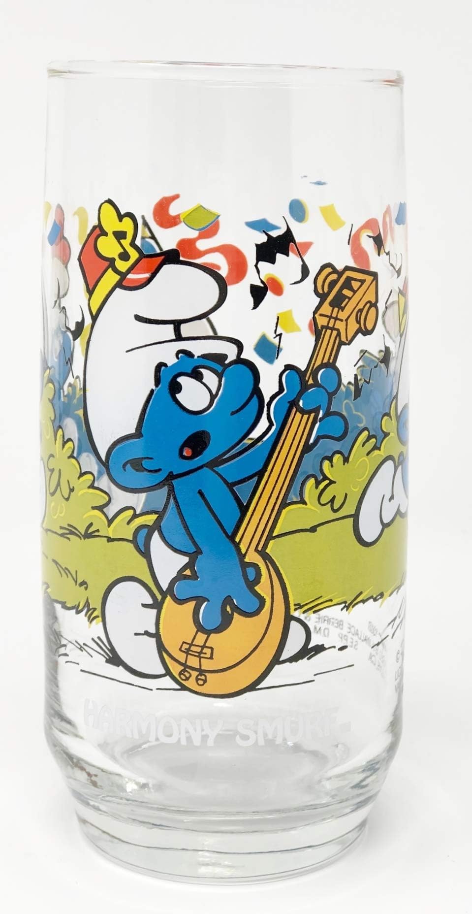 1983 Hardees Harmony Smurf 12 oz. Collector Glass Tumbler