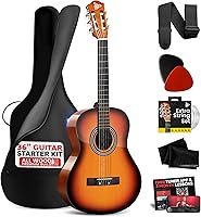 Vista 15 de Pyle Kit de guitarra acústica para principiantes, instrumento de madera de tamaño junior 3/4 con kit completo de accesorios, púas, correa
