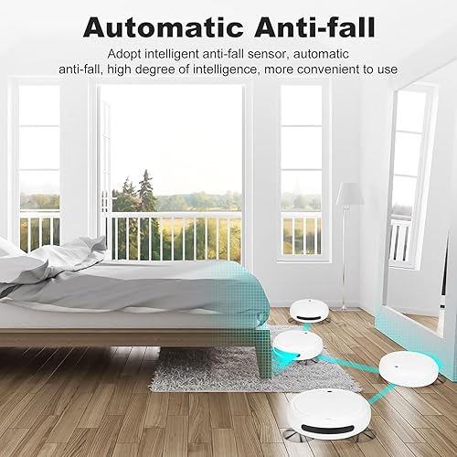 Miniatura 3 de Pilipane Robot aspirador, aspiradora robótica inteligente con trapeador para pelo de mascotas, suelo duro, azulejos, robot de barrido inteligente,