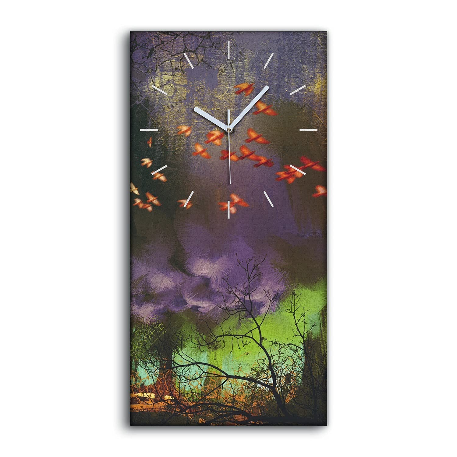 Horloge moderne 30x60cm décoration chambre adulte tableau oiseaux