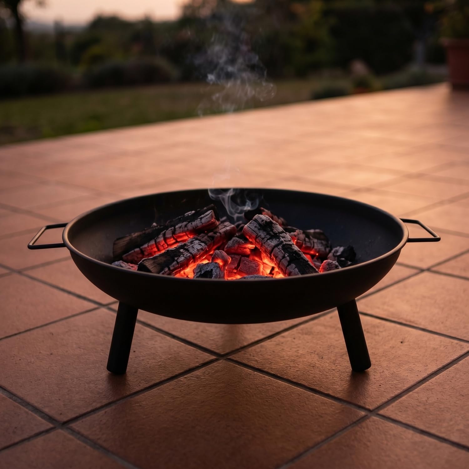 Adler Europe AD 6819 Braciere da Giardino 58cm Braciere in Acciaio per Esterno - per Legna e Bricchette di Legno