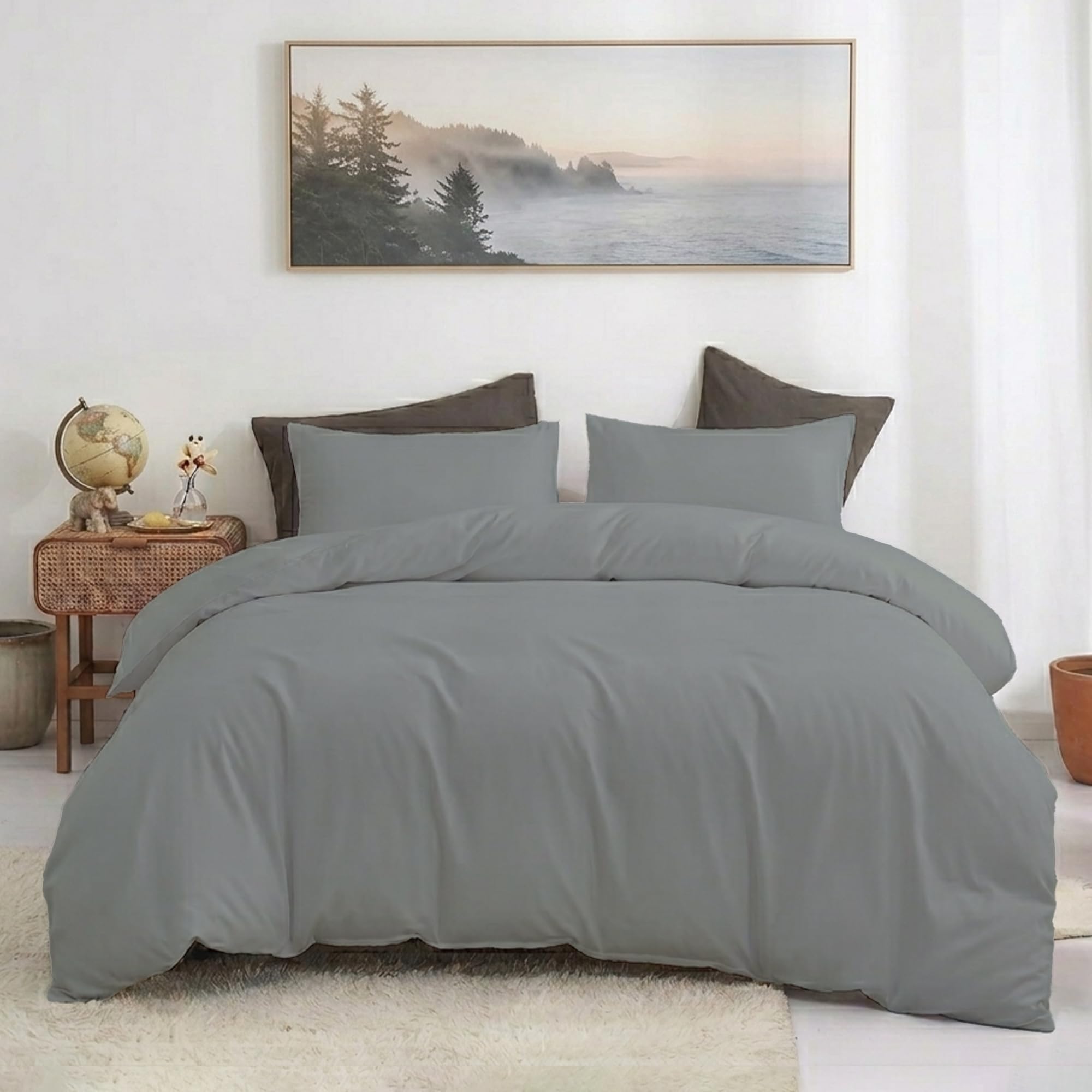 100% Egyptian Cotton Double 3PC Duvet Cover Set, Super Soft Set โ image 1