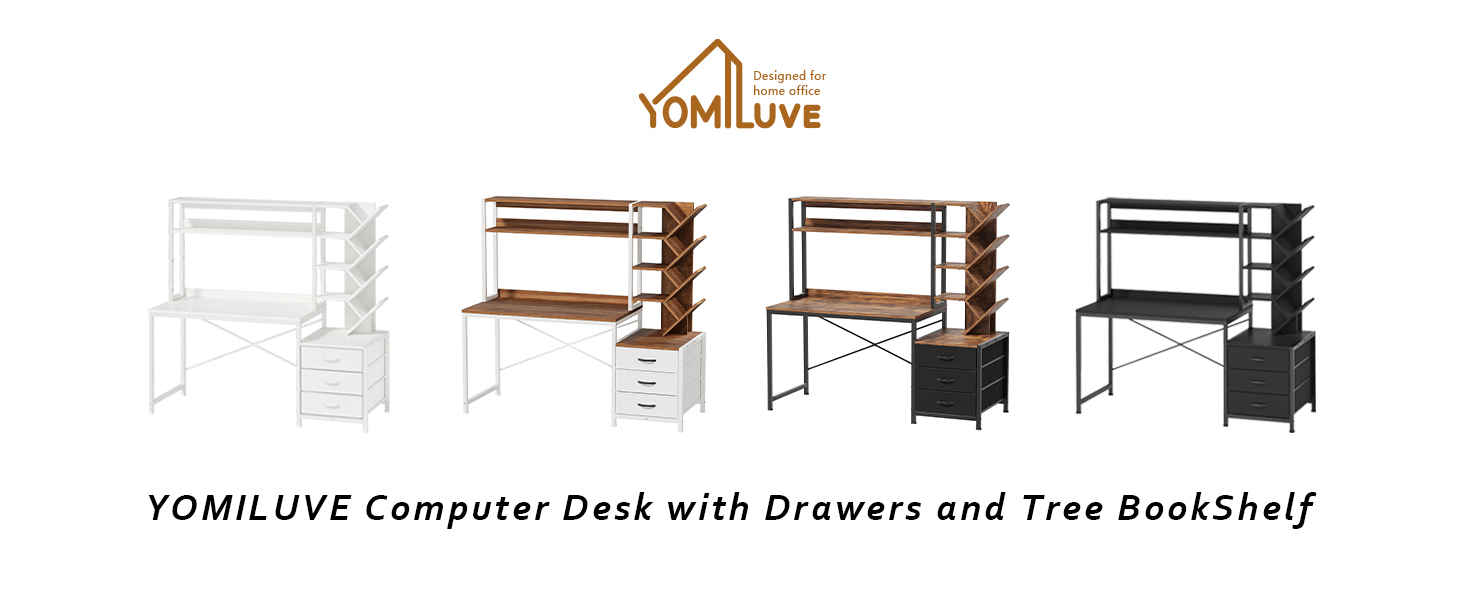 Amazon.com: YOMILUVE Reversible Computer Desk with Hutch, Home